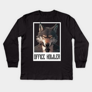 Office Howler. Business wolf Kids Long Sleeve T-Shirt